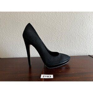 Shoe Mint Pump Heels Women’s Stiletto Platform 7.5 Black Snakeskin Almond Toe